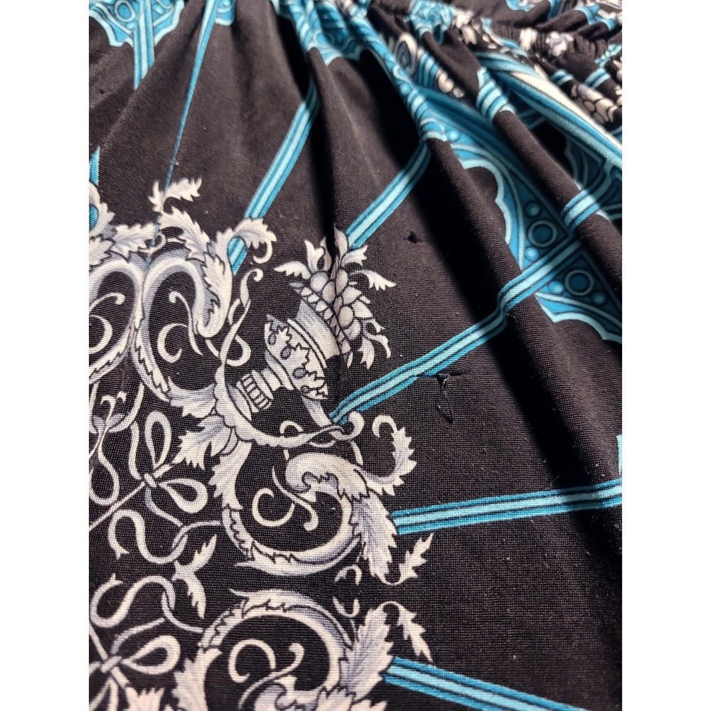 Vintage 90s Y2K Body Central Boho Sleaze V-neck Dress Baroque Teal Motif S/M - Picture 11 of 11